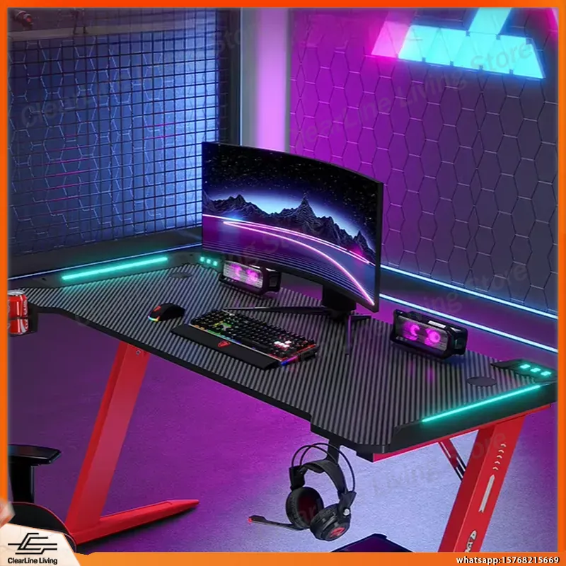 Esports And Gaming Management - ゲーミングデスク 高さ調整可能 RGB LED搭載 eスポーツPCセットアップ用 ケーブル管理機能と人間工学に基づいたデザイン付き
