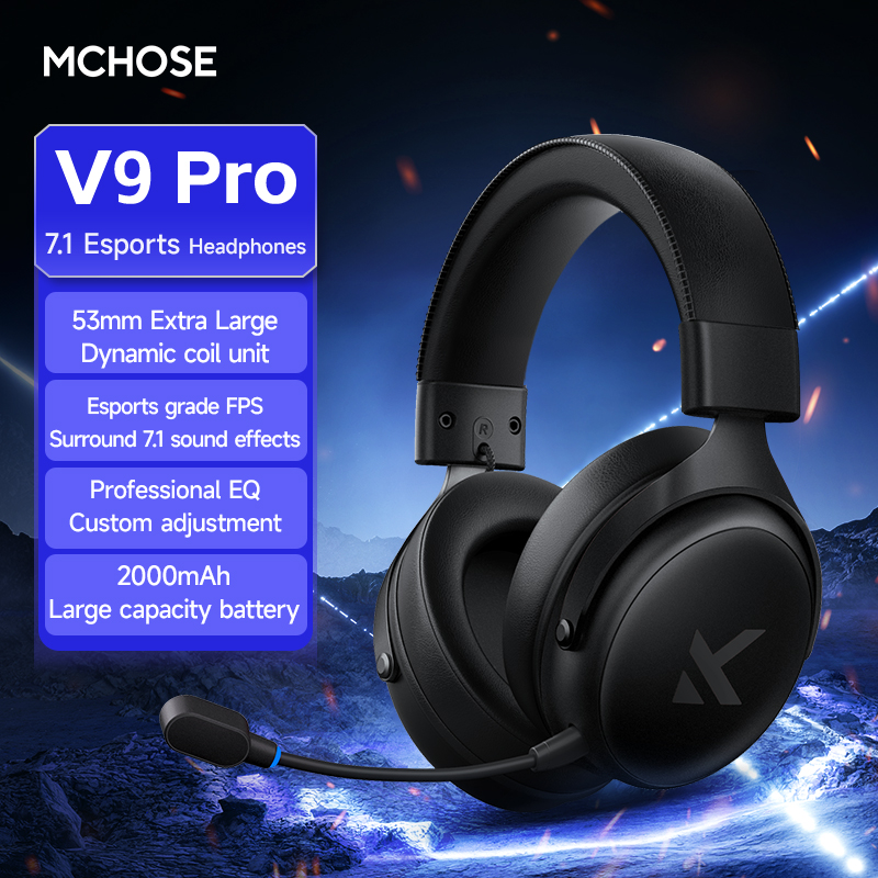 Esports Gaming Headphones - MCHOSE V9 Pro 2 ヘッドセット（マイク付き）、3つのモードに対応したBluetoothワイヤレスコンピューターPCゲーミングヘッドホン、アクセサリー、V9 Pro、MCHOSE