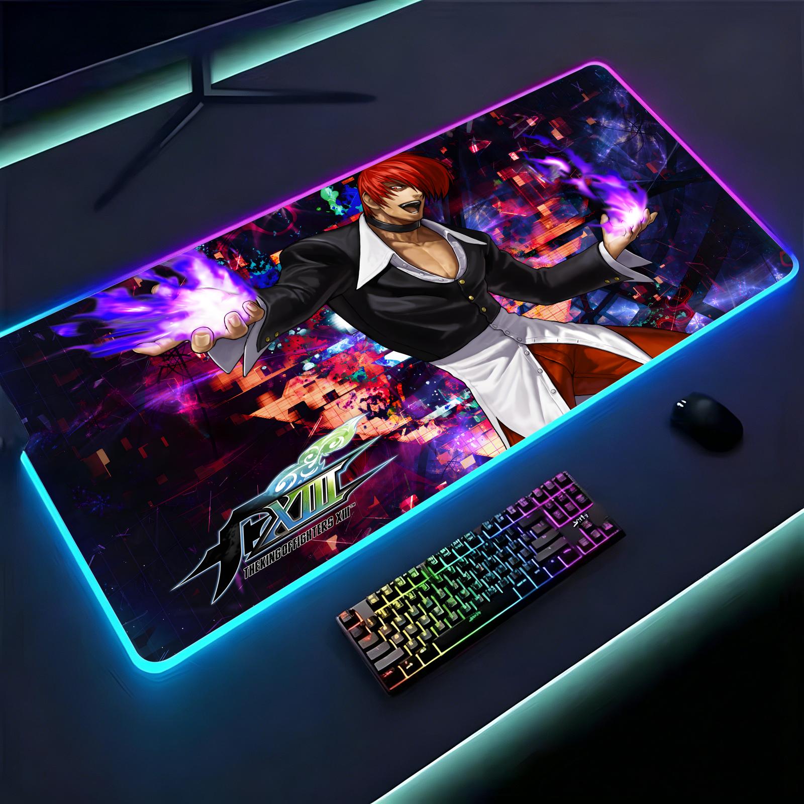 Mouse Pad Extended Rgb - 大型RGBバックライト付きeスポーツゲーミングマウスパッド、滑らかな柔らかい布地表面、LED発光拡張デスクマット「ザ・キング・オブ・ファイターズ」