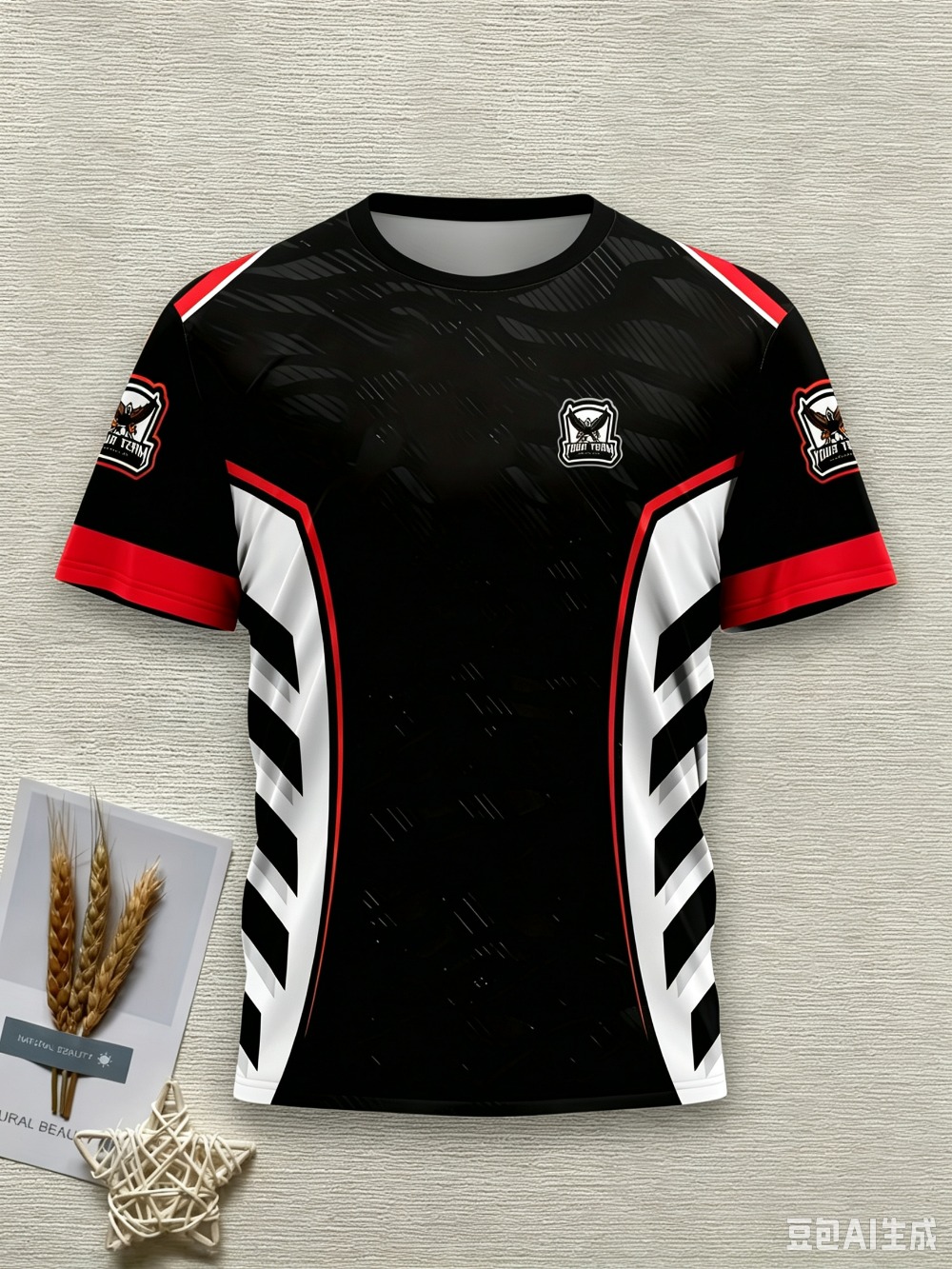 メンズゲーミングeスポーツチームジャージTシャツ、黒・金・白 - Esports Gaming Logo のレビューと価格