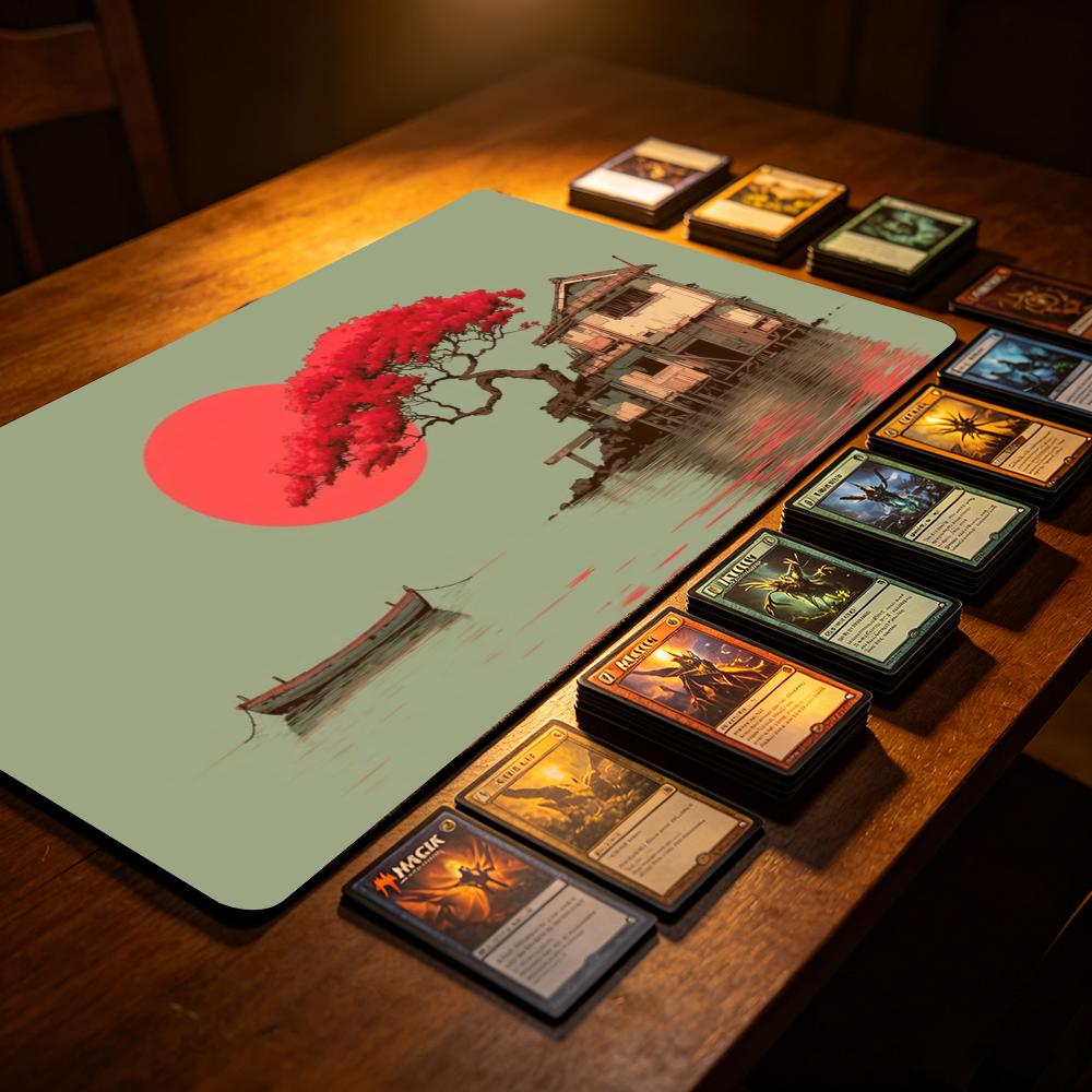 浮世絵風景TCGプレイマット 赤い楓の木 水上住宅ボート 東 - Esports Gaming Houses のレビューと価格